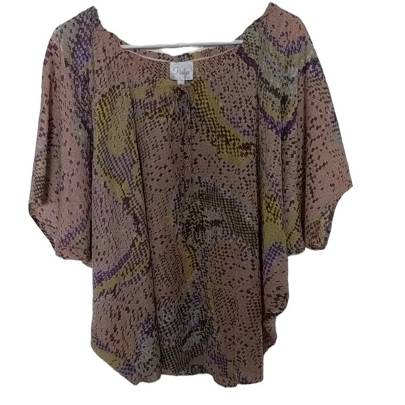 PARKER Women's Silk Pink Metallic Dolman Sleeve Blouse Size X Small - Picture 4 of 12